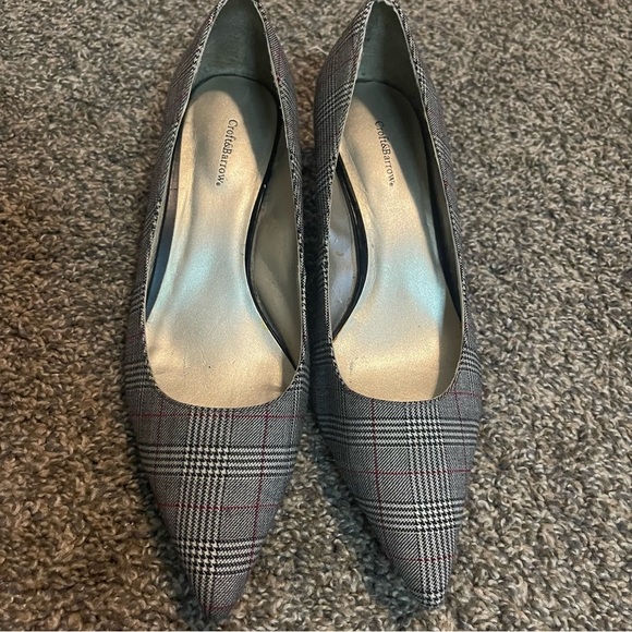 Croft & Barrow Women's Checkered Heels - Gray and Red Z9 - Picture 9 of 14